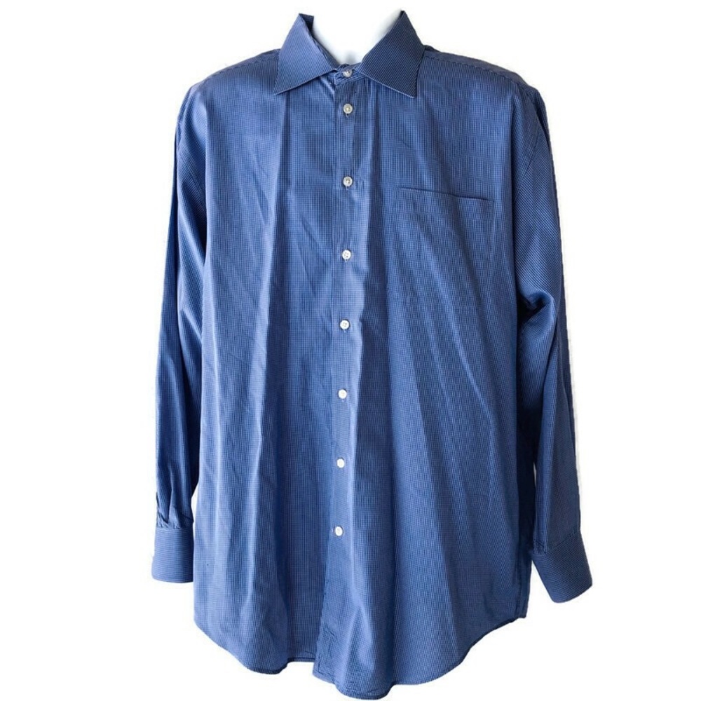 Nautica Mens Size 16 1/2 34/35 Blue Cotton Shirt